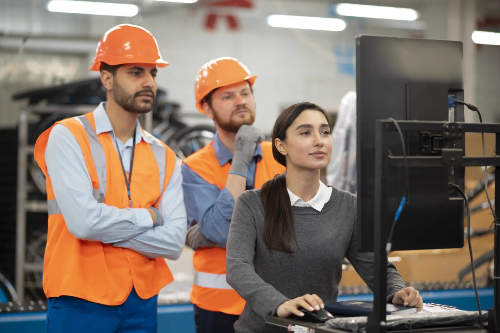 Equipo de soporte industrial revisando la operación en planta