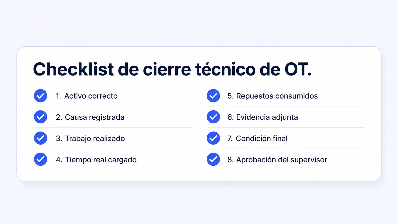 repuestos asociados a una orden de trabajo de mantenimiento