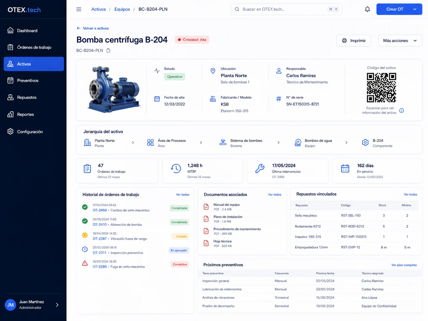 Qué debe tener un software de mantenimiento industrial para planta: órdenes de trabajo, activos, preventivos y repuestos